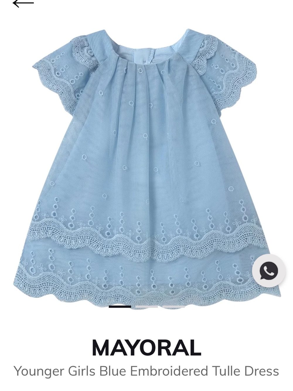 NWOT! Mayoral Younger Girls Blue Embroidered Tulle Dress! Size 18 mo!